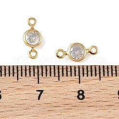 SHEGRACE Brass Pave Cubic Zirconia Flat Round Connector Charms&nbsp;XGRQ2O341-442A-G