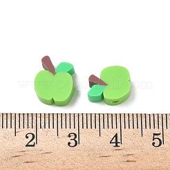手作り樹脂粘土ビーズ  りんご  ライム  9~11x9x4.5mm  穴：2mm&nbsp;CLAY-P005-13B