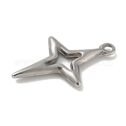変色防止304ステンレススチールペンダント  星のチャーム  ステンレス鋼色  22.5x14x2mm  穴：1.5mm&nbsp;STAS-Q334-55P