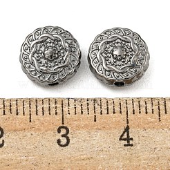 チベット風合金ビーズ  鉛フリー＆ニッケルフリー＆カドミウムフリー  フラットラウンド  ガンメタ色  10x4mm  穴：1.5mm&nbsp;TIBEB-R022-B-FF