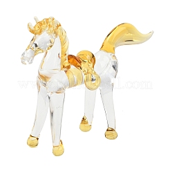 手作りのランプワーク馬の置物  インテリアオーナメントパーツ  ゴールド  81~89x24~26.5x66.5~72mm&nbsp;LAMP-C026-05A
