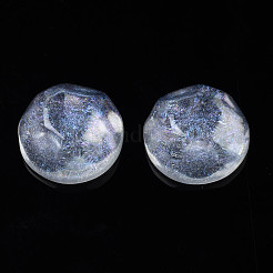 クリア樹脂カボション  ウォーターリップルカボション  グリッターパウダー付き  半円  透明  17.5x7.5~8mm&nbsp;CRES-N031-005A-C05