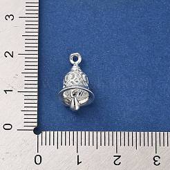 真鍮チャーム  鐘のチャーム  銀  17.5x9.5mm  穴：1.2mm&nbsp;KK-D427-02B-S