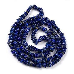 天然石ラピスラズリビーズ連売り  グレードA  チップ  藤紫色  3~5x7~13x2~4mm  穴：0.4mm  80~81cm&nbsp;G-F328-15-A