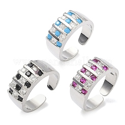 Brass Micro Pave Cubic Zirconia Cuff Open Rings&nbsp;RJEW-C158-04P