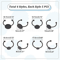 20Pcs 4 Size  304 Stainless Steel Open Cuff Ring Components&nbsp;RJEW-UN0002-61