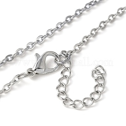 304ステンレススチールガラス宇宙ペンダントネックレス  ステンレス鋼色  藤紫色  19.69インチ（50cm）&nbsp;NJEW-JN05192-04