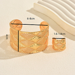 Vintage Alloy Filigree Rhombus Cuff Bangle & Ring Set&nbsp;RH3995