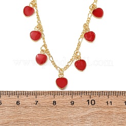 Valentine's Day Brass Enamel Red Heart Pendant Necklaces for Women&nbsp;NJEW-A071-13A-G