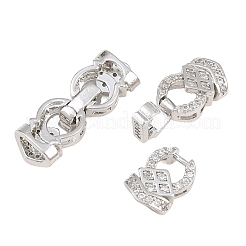 Brass Micro Pave Clear Cubic Zirconia Fold Over Clasps&nbsp;CU-CBA7BFE-06A-P