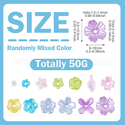 パールABSプラスチックビーズ  花  ミックスカラー  5.5~10.5x5~10x2~4.5mm  穴：1.2~1.4mm  50グラム&nbsp;KY-TADJ0001-03