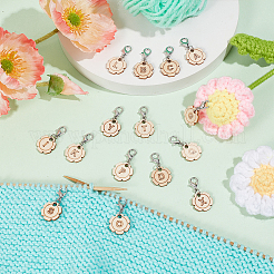 26Pcs Letter A~Z Flower Wood Pendant Locking Stitch Markers&nbsp;HJEW-AB00665