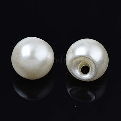 アクリル模造パールチャーム  ティアドロップ  鈴丸ビーズ  乳白色  11.5x11.5x11.5mm  穴：2mm  約600個/500g&nbsp;OACR-N134-002A-01