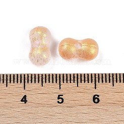 グラデーションカラー透明アクリルビーズ  金色の箔付き  ピーナッツ  ピンク  5.5x11.5x6.5mm  穴：1.8mm  約：40個/ 10 G&nbsp;X1-OACR-M023-02G