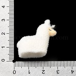 フロッキー樹脂ペンダント  アルパカ  プラチナ鉄ループ付き  ホワイト  24x27x4mm  穴：2mm&nbsp;FIND-I044-20