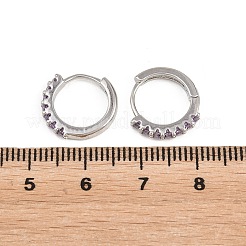 真鍮製マイクロパヴェキュービックジルコニアフープピアス  プラチナ  パープル  13x14x2.5mm&nbsp;KK-Z166-14P-01