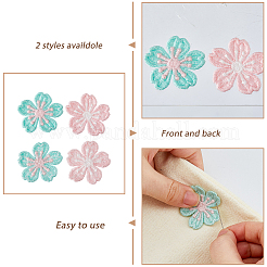 60Pcs 2 Colors Flower Polyester Ornament Accessories&nbsp;DIY-HS0002-28