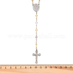 201 Stainless Steel Rosary Bead Necklaces&nbsp;NJEW-B143-09GP