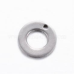 変色しにくい201ステンレススチールチャーム  リング  ステンレス鋼色  10x1mm  穴：1mm&nbsp;STAS-D445-104