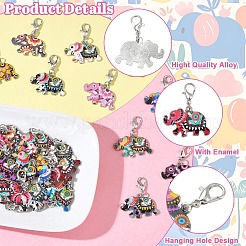 30Pcs 15 Colors Alloy Enamel Pendant Decorations&nbsp;HJEW-YW00518