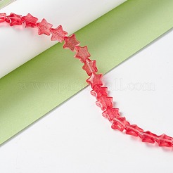 透明なガラスビーズ連  スター  サクランボ色  10x10x4mm  穴：0.8mm  約40個/連  13.39~14.17インチ（34~36cm）&nbsp;GLAA-K057-01G