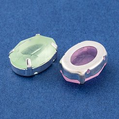 オーバル ラインストーンで縫う  フロストK9ガラスラインストーン  マルチ連リンク  真鍮パーツ  ミックスカラー  銀  18x13x8mm&nbsp;GLAA-K069-06B-S