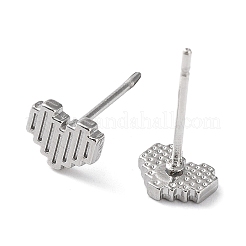 変色しない304ステンレススチールスタッドピアス  ハート  ステンレス鋼色  6.5x5mm&nbsp;EJEW-Q788-06P