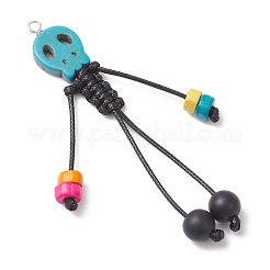 Dyed Synthetic Turquoise Skull Korean Waxed Polyester Cord Big Pendants&nbsp;PALLOY-TA00301