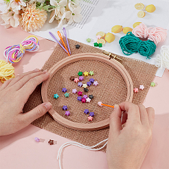 初心者向けDIY裁縫キット  リネン生地を含む  刺繍フープ  針とミルクコットン糸  ミックスカラー  9~201x9~201x1~9mm&nbsp;DIY-DR0001-99
