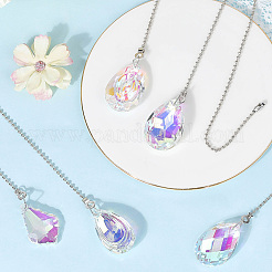6Pcs Teardrop Glass Charms Ceiling Fan Pull Chain Extenders&nbsp;HJEW-CP00052
