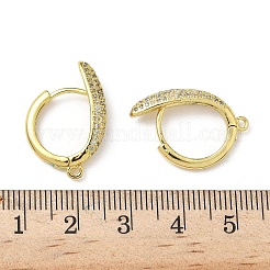 Brass Micro Pave Clear Cubic Zirconia Oval Hoop Earring Findings&nbsp;KK-G536-03G