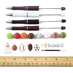 DIY ビーズペンセット  ABSプラスチックボールペンとボールペンリフィルを含む  シリコン＆真鍮ラインストーンスペーサービーズ  合金カニカンとエナメルペンダント  ミックスカラー  ペン：148x11.5~12mm  4スタイル  2個/スタイル  8pc&nbsp;DIY-FS0009-30