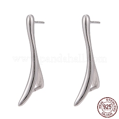 Anti-Tarnish Rhodium Plated 925 Sterling Silver Stud Earring Findings&nbsp;STER-F048-36P