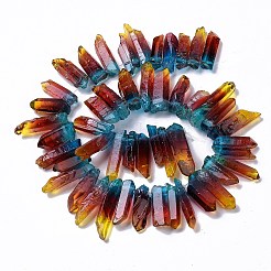 天然水晶染色ビーズ連売り  ナゲット  24~50x6~12x5~8mm  穴：1mm  約47~50個/連  35~37cm&nbsp;G-I345-02E
