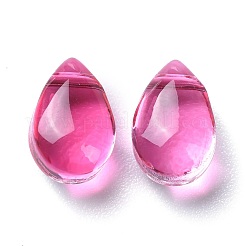 透明ガラスビーズ  トップドリルビーズ  ティアドロップ  濃いピンク  9x6x5mm  穴：1mm&nbsp;GGLA-M004-05A-08