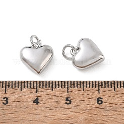 シーグレース真鍮チャーム  ハートチャーム  ニッケルフリー  プラチナ  11.5x11x5mm  穴：3.5mm&nbsp;XGRQ7H204-955P