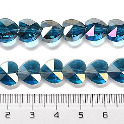 電気メッキガラスビーズセット  ハート  多面カット  ディープスカイブルー  10x10x6mm  穴：1.2mm  約78~80個/連  28.82~28.94''（73.2~73.5センチメートル）&nbsp;EGLA-B004-01A-AB10