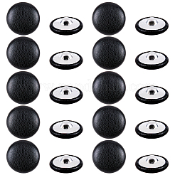 30穴PUレザーアルミボタン1個  フラットラウンド  ブラック  23mm  穴：3mm&nbsp;BUTT-GF0004-12A
