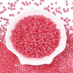 透明な内側の色のガラスシードラウンドビーズ6/0個  丸い穴  クリムゾン  4x3mm  穴：1.2mm  100個/ 10g&nbsp;X1-SEED-N006-004M