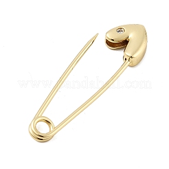 Brass Micro Pave Cubic Zirconia Safety Pins&nbsp;KK-H206-04G