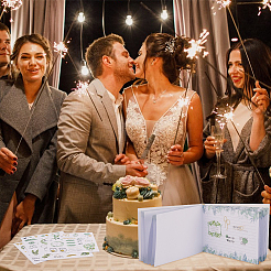 ダイヤモンドペン付きウェディングゲストブック  結婚式の装飾のため  長方形  ホワイト  178x236x14.5mm&nbsp;AJEW-WH0485-71