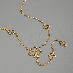 304ステンレススチール製中空フラワーペンダントタッセルYチェーンネックレス（女性用）  18KGP本金メッキ  16.93インチ（43cm）&nbsp;KY1138