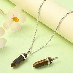 2Pcs Natural Tiger Eye Double Terminated Pointed Pendants&nbsp;G-YW0002-05A