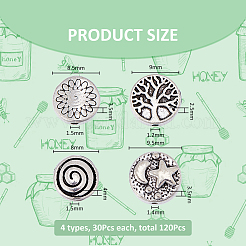 120Pcs 4 Styles Tibetan Style Alloy Beads&nbsp;FIND-FH0011-15