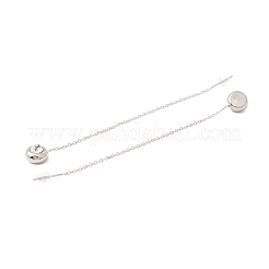 クリスタルラインストーンハーフラウンドダングルスタッドピアス  女性用304ステンレススチール耳糸  ステンレス鋼色  100mm  ピン：1mm&nbsp;EJEW-A067-15P