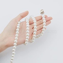 Absイミテーションパールバッグストラップ  合金回転式ナスカン付き  バッグ交換用アクセサリー  ホワイト  100~101.2x1cm&nbsp;FIND-WH0082-70A