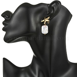 304 Stainless Steel and Natural Baroque Pearl Keshi Pearl Stud Earrings&nbsp;EJEW-JE07106-01