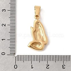 304ステンレスペンダント  祈りの手のお守り  PVD真空メッキ  長持ちメッキ  ゴールドカラー  23x12x4mm  穴：7x4mm&nbsp;STAS-G378-01G