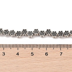 チベットスタイルの花の合金ビーズ連売り  鉛フリー＆カドミウムフリー  アンティークシルバー  4.5x3mm  穴：1mm  約45個/連  8インチ&nbsp;X-TIBEB-O007-06-RS