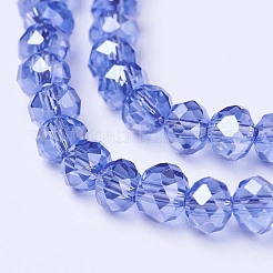 電気メッキガラスビーズセット  パール光沢メッキ  多面カット  ロンデル  藤紫色  8x6mm  穴：1mm  約60~62個/連  39~40cm&nbsp;EGLA-A034-T8mm-A17